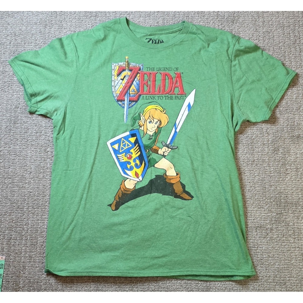 The Legend of Zelda Nintendo Link Graphic Crew Neck Green T-Shirt  Large
